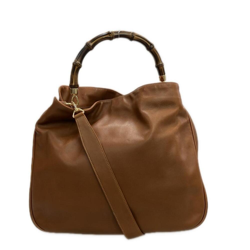 Gucci Bamboo 2way handbag shoulder bag crossbody Brown